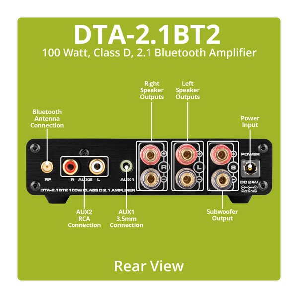 Main product image for Dayton Audio DTA-2.1BT2 100W 2.1 Class D Bluetooth 300-3831